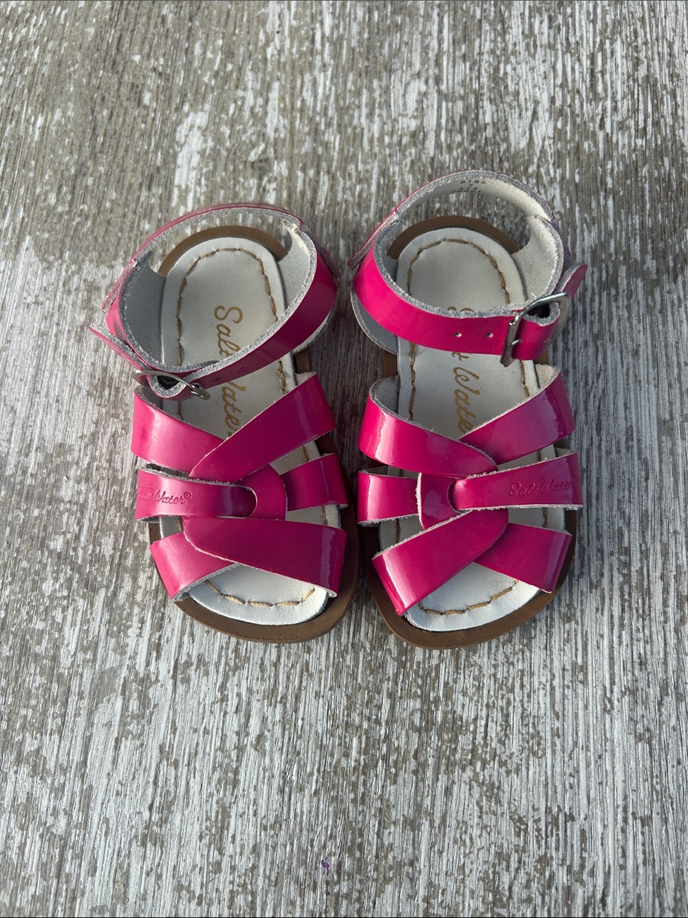 Salt Water Sandals by Hoy Hot Pink Leather Kids Sandals